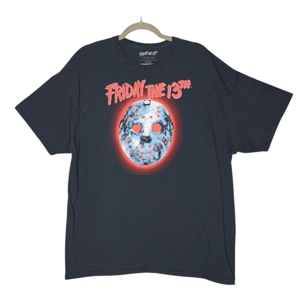 Friday The 13th Men XXL 100% Cotton Jason Voorhees Hockey Mask Graphic T-Shirt